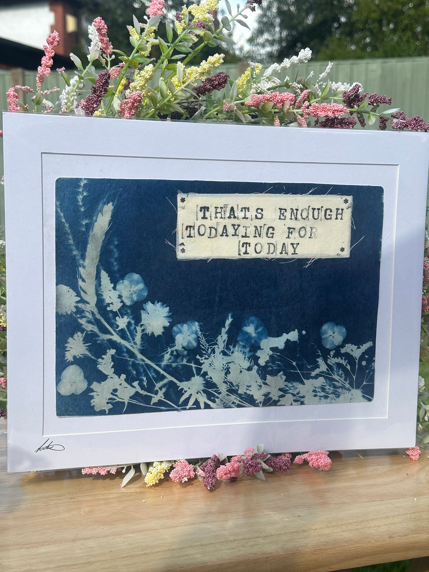 Original Cyanotype Slogan Print on Teabag Paper