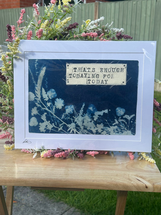 Original Cyanotype Slogan Print on Teabag Paper