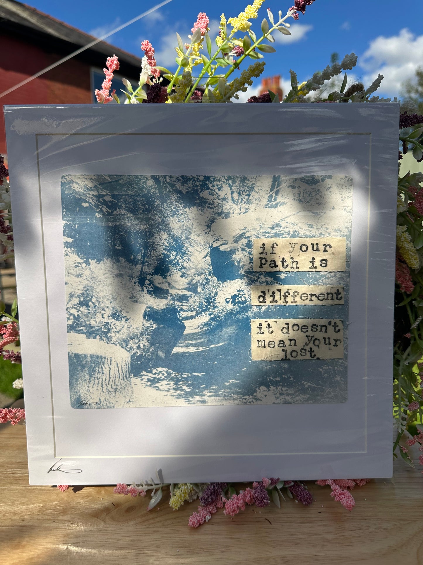 Original Square Cyanotype Slogan Print