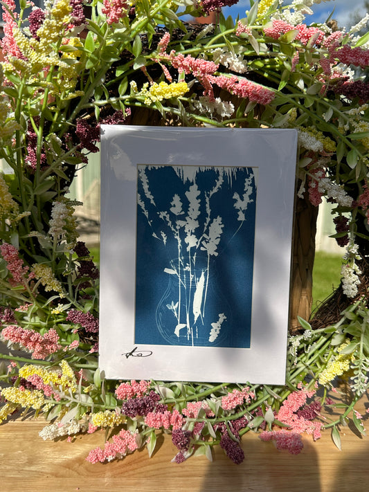 Original Cyanotype Flowers in a Bottle