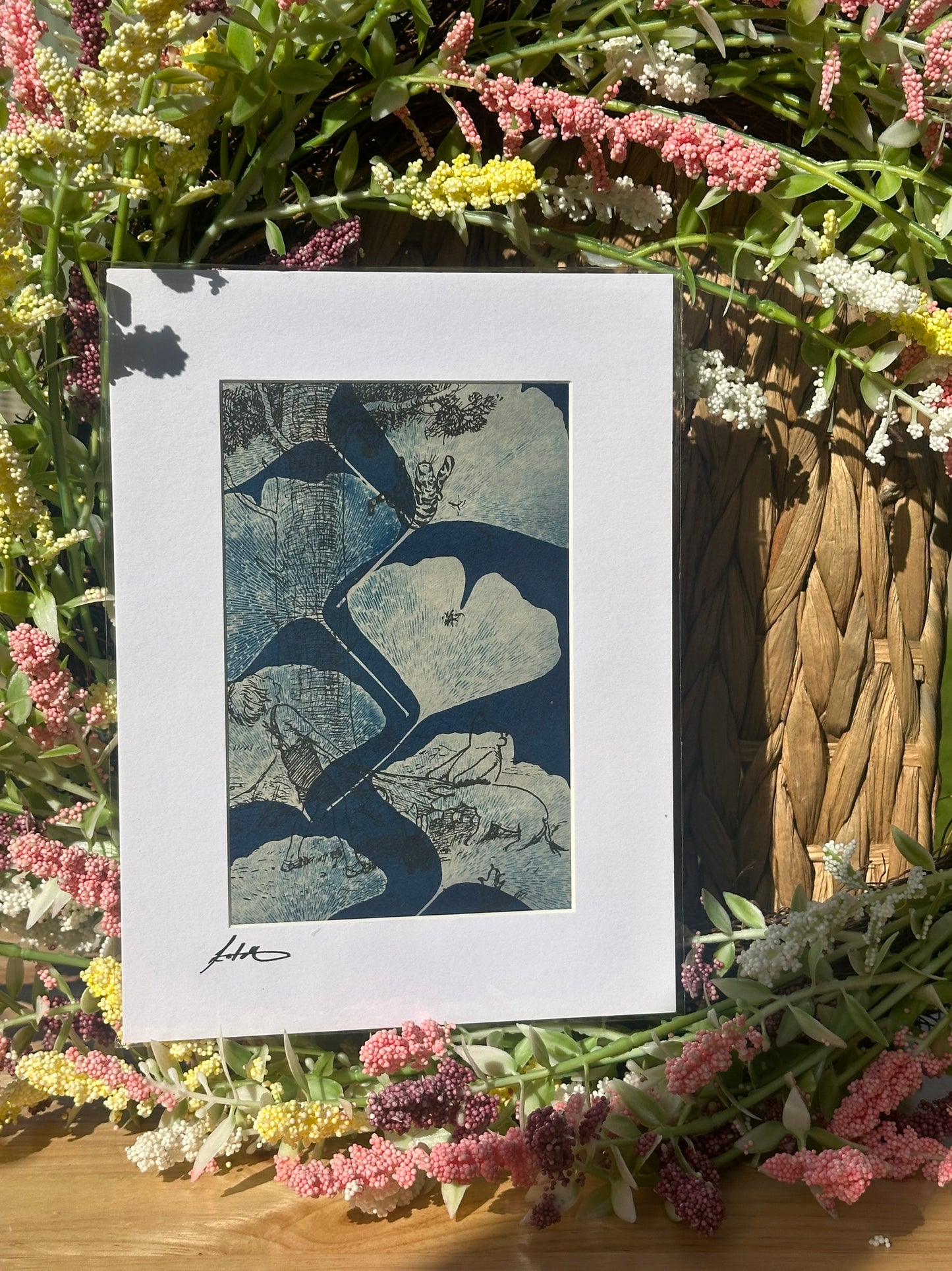 Original Cyanotype Print on Book Paper