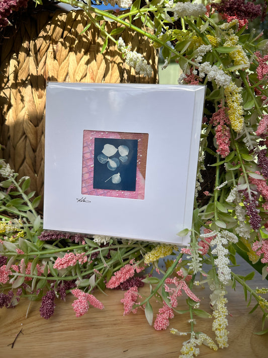 Keepsake cyanotype greeting card - pink