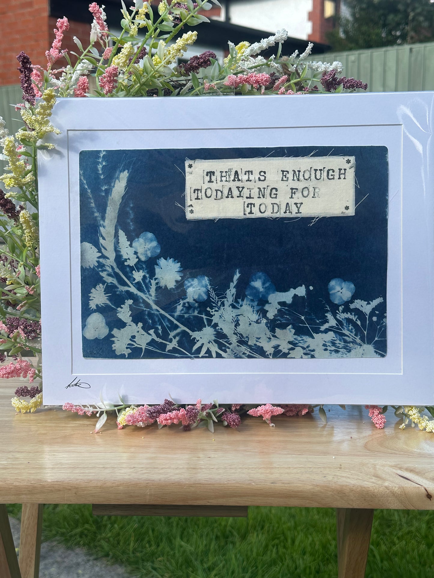 Original Cyanotype Slogan Print on Teabag Paper