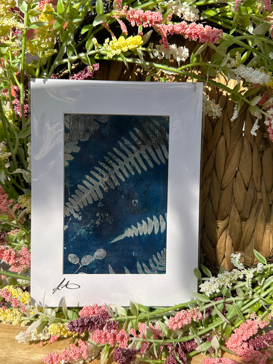 Original Cyanotype Print on Book Paper