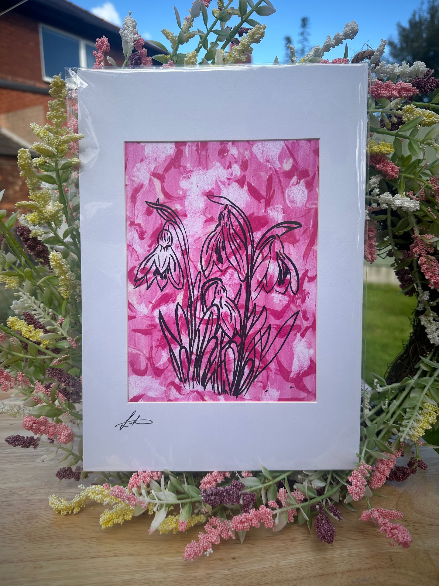 Pink Snowdrops Screenprint
