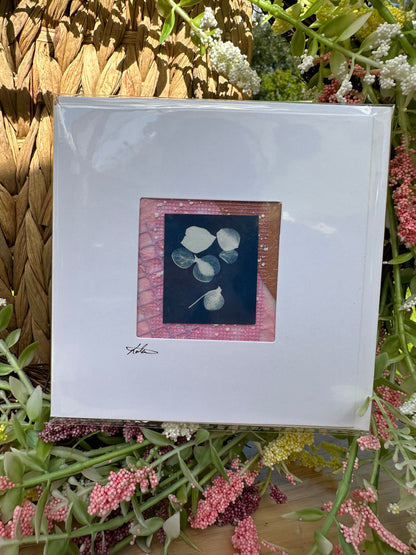 Keepsake cyanotype greeting  card - pink