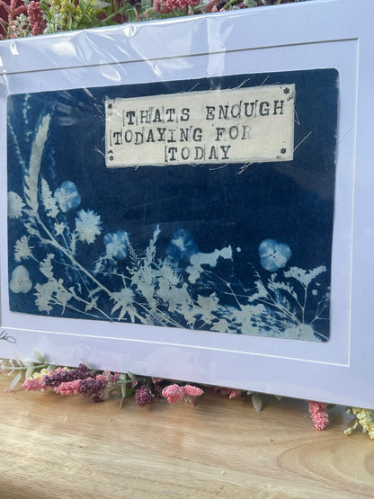Original Cyanotype Slogan Print on Teabag Paper