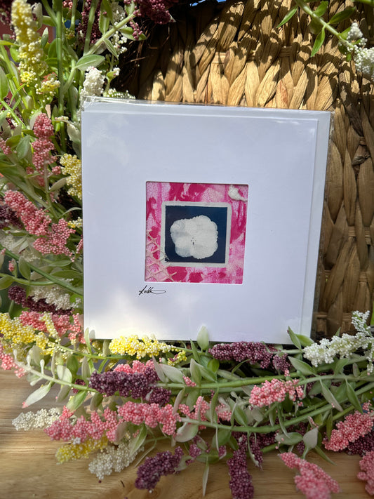 Keepsake cyanotype greeting  card - pink print