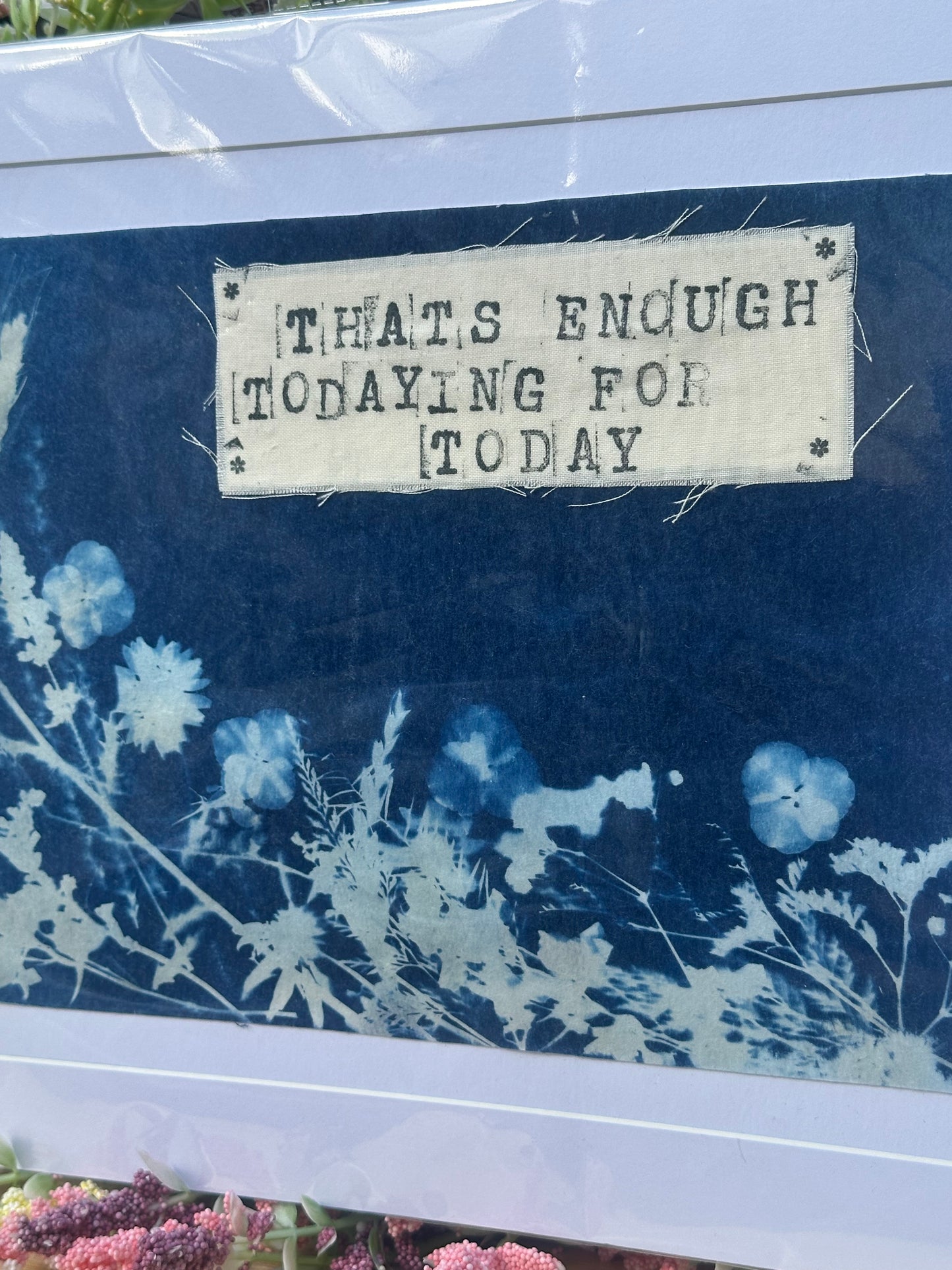 Original Cyanotype Slogan Print on Teabag Paper