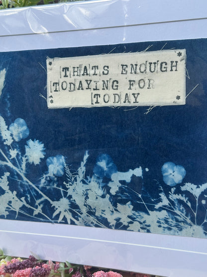 Original Cyanotype Slogan Print on Teabag Paper