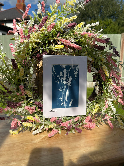 Original Cyanotype Flowers in a Bottle