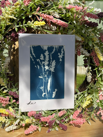 Original Cyanotype Flowers in a Bottle
