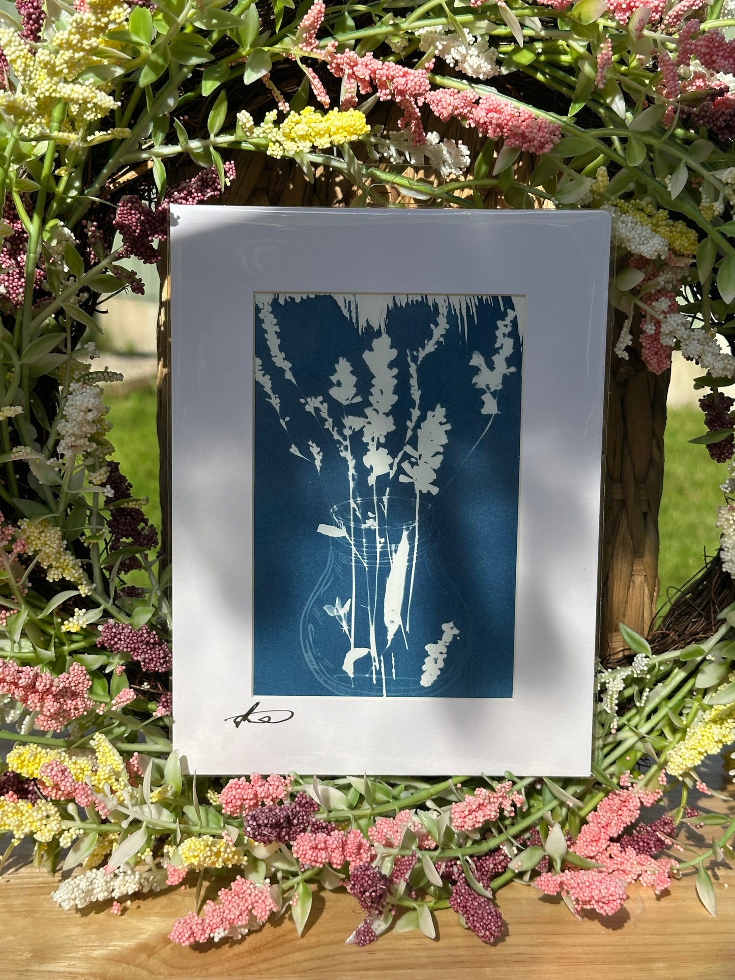 Original Cyanotype Flowers in a Bottle