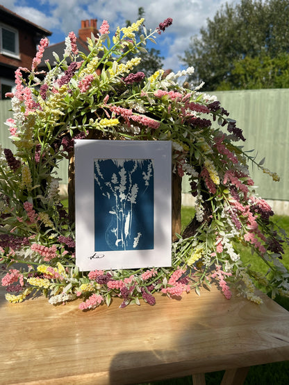 Original Cyanotype Flowers in a Bottle