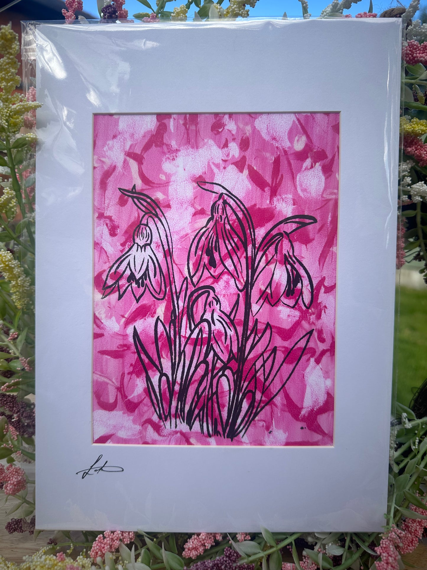 Pink Snowdrops Screenprint