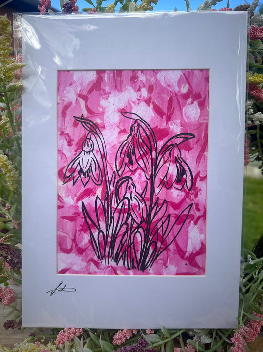 Pink Snowdrops Screenprint
