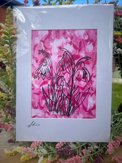 Pink Snowdrops Screenprint