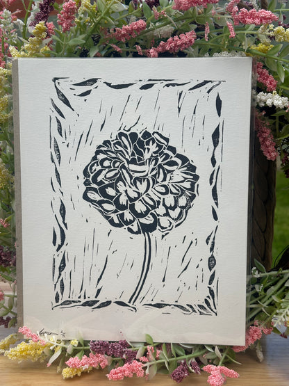 Single Dahlia Lino Print