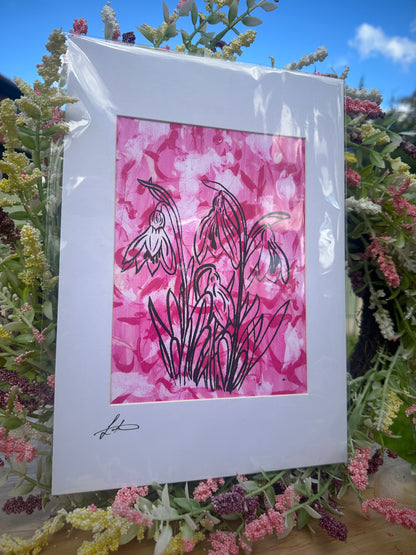Pink Snowdrops Screenprint