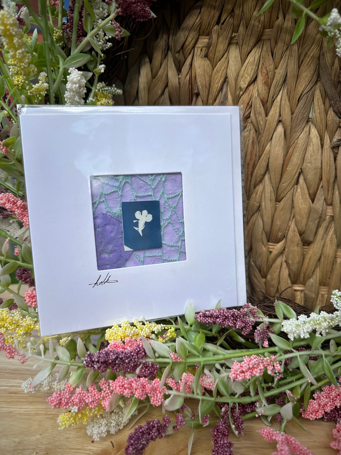 Keepsake cyanotype greeting card - purple