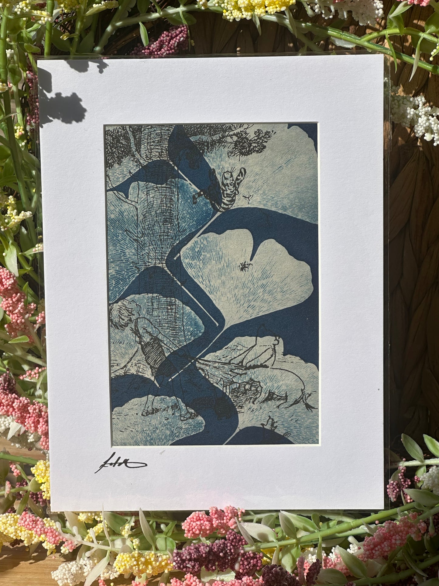 Original Cyanotype Print on Book Paper