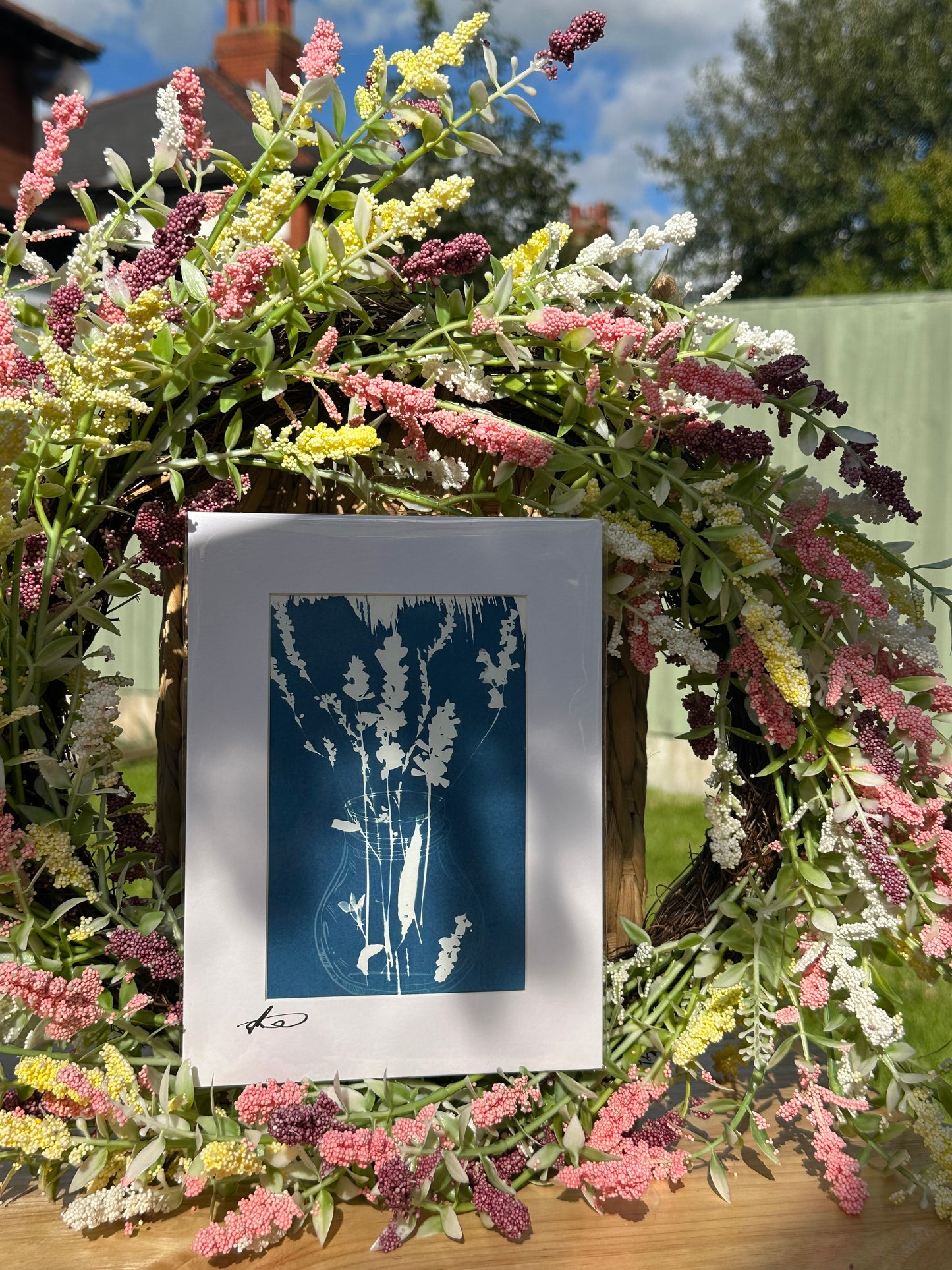 Original Cyanotype Flowers in a Bottle