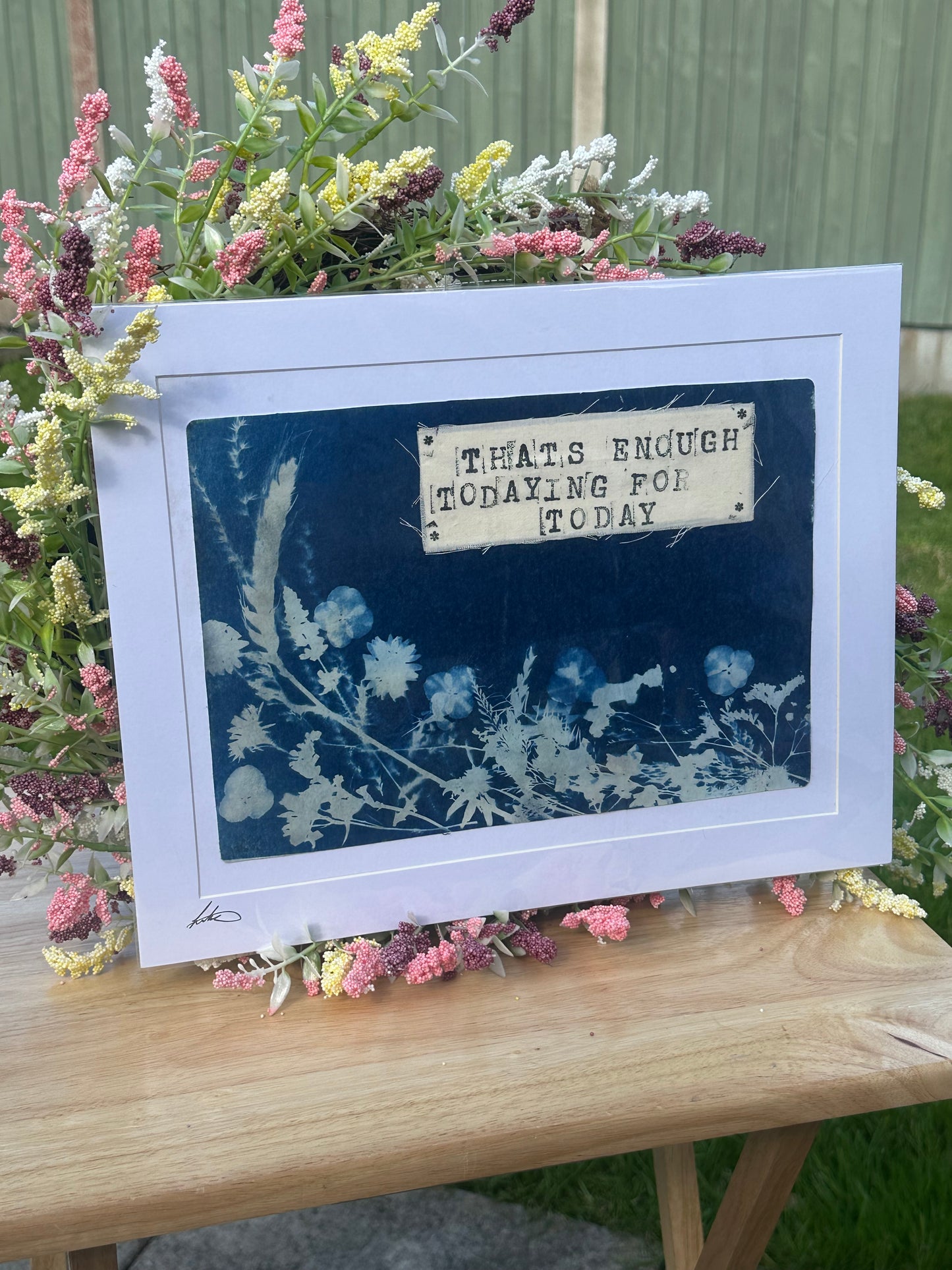 Original Cyanotype Slogan Print on Teabag Paper