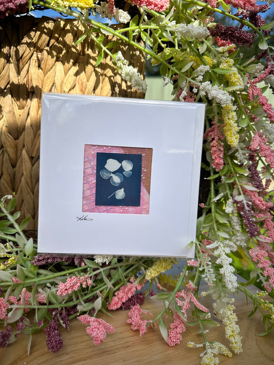 Keepsake cyanotype greeting  card - pink