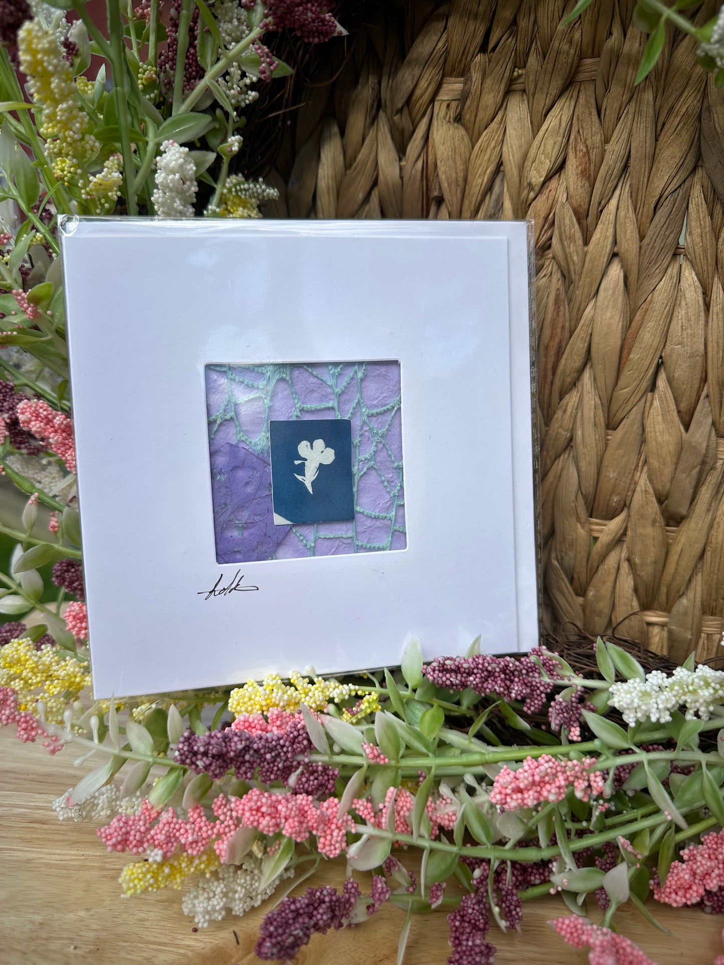 Keepsake cyanotype greeting card - purple