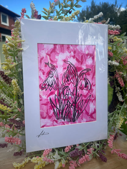 Pink Snowdrops Screenprint