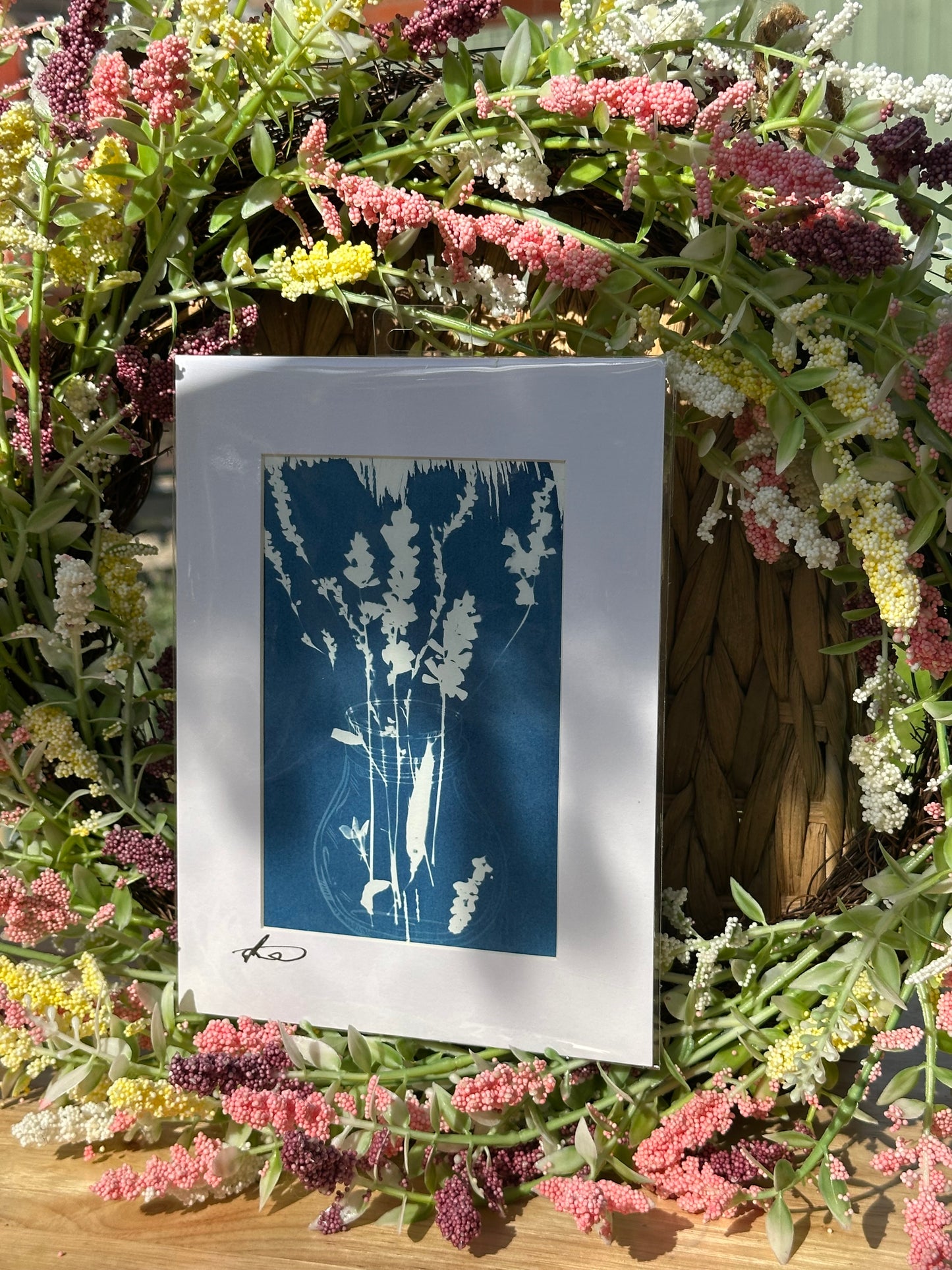 Original Cyanotype Flowers in a Bottle