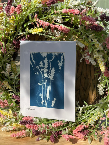 Original Cyanotype Flowers in a Bottle