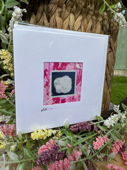 Keepsake cyanotype greeting  card - pink print